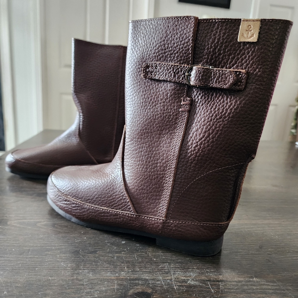 Koos Hydra Brown Leather Ankle Boots, Size 8.5